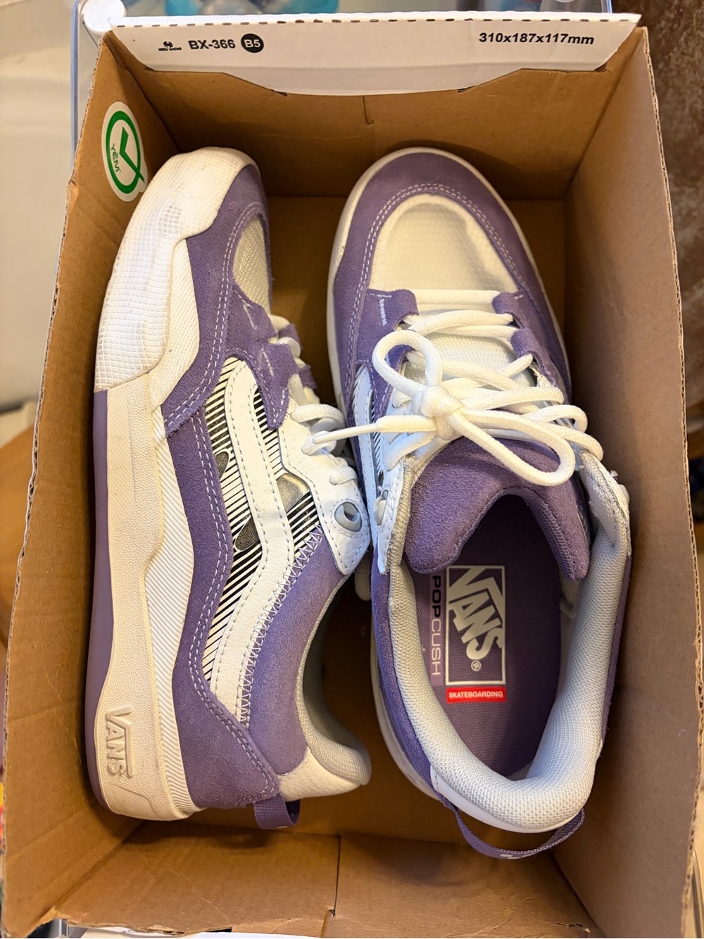Vans Lavender and White Low-Top Skate Sneakers